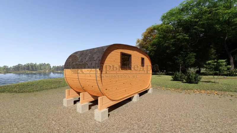 Баня-бочка овальная из кедра 5х2,2 метра