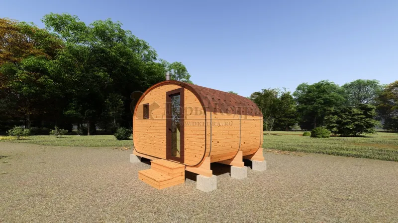 Баня-бочка «Гипоид» из кедра 4х2,2 метра